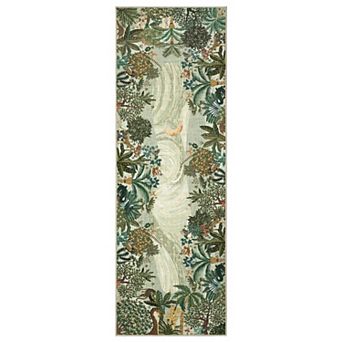 Jungle Animal Graphic Machine Washable Area Rug Stain-Resistant Soft Low-Pile Carpet for Bedroom