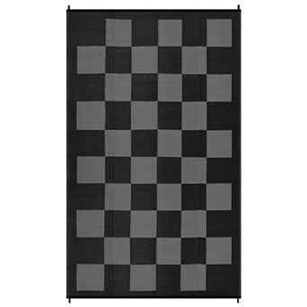 Modern Checkered Waterproof Outdoor Rug Reversible UV-Resistant Carpet for RV Patio Deck Balcony