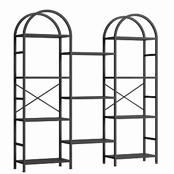 Arched Triple Column 4 tier Bookshelf,62" Tall Display Shelf with Open Storage, Adjustable Bookcase