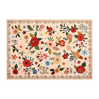 Area Rugs Floral Area Rug Machine Washable Carpet for Living Room Boho Botanical Floral Area Rug