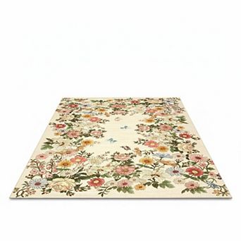 Floral Area Rugs Washable Area Rug Non-Slip Low Pile Carpet for Living Room Modern Boho Area Rug