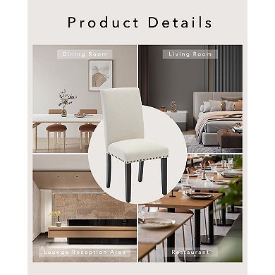 Modern Upholstered Dining Chairs Set of 4 Ergonomic Curved Backrest, Firm High-Density Foam Seat