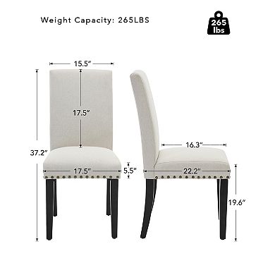 Modern Upholstered Dining Chairs Set of 4 Ergonomic Curved Backrest, Firm High-Density Foam Seat