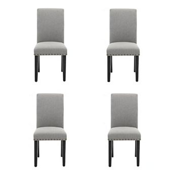 Modern Upholstered Dining Chairs Set of 4 Ergonomic Curved Backrest, Firm High-Density Foam Seat
