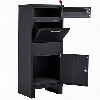 3 Doors Galvanized Steel Package Delivery Boxes, Waterproof Anti-Theft Parcel Drop Boxes with Lock