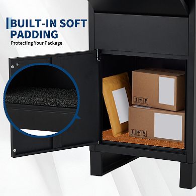3 Doors Galvanized Steel Package Delivery Boxes, Waterproof Anti-Theft Parcel Drop Boxes with Lock