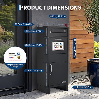 3 Doors Galvanized Steel Package Delivery Boxes, Waterproof Anti-Theft Parcel Drop Boxes with Lock