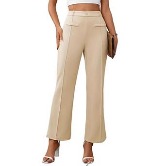 Women Wide Leg High Waisted Business Casual Stretchy Palazzo Outfits Office Slacks Straight Pants