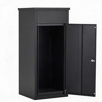 Galvanized Steel Package Delivery Boxes for Outside, Flip-Top Anti-Theft Parcel Drop Boxes with Lock