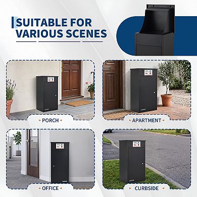 Galvanized Steel Package Delivery Boxes for Outside, Flip-Top Anti-Theft Parcel Drop Boxes with Lock