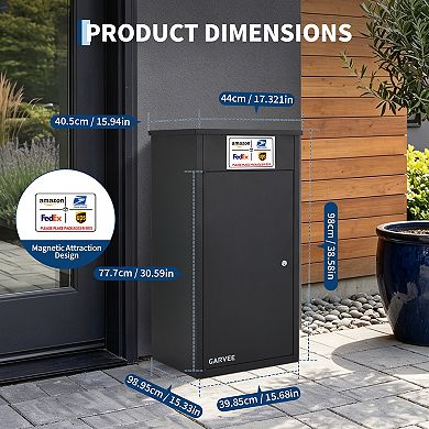 Galvanized Steel Package Delivery Boxes for Outside, Flip-Top Anti-Theft Parcel Drop Boxes with Lock