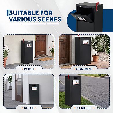 Metal Package Delivery Boxes for Outside, Waterproof Anti-Theft Parcel Drop Boxes with Lock