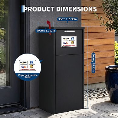 Metal Package Delivery Boxes for Outside, Waterproof Anti-Theft Parcel Drop Boxes with Lock