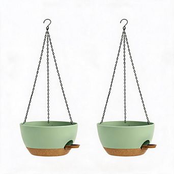 2 pc Large Wall Mounted Self Watering Planters for Indoor Outdoor Garden, Hanging Flower Pots
