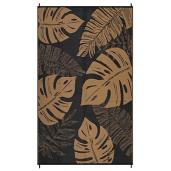 Waterproof Leaf Outdoor Rug Wear Resistant UV Stabilized Reversible Carpet for Camping Porch Deck
