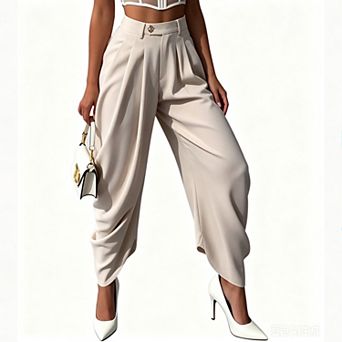 Women's Dress Slacks Pants Casual Pleated Business Work Wide Leg High Waisted Palazzo Trousers