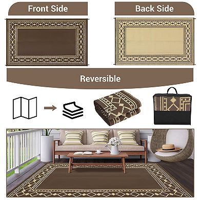 Waterproof Modern Outdoor Rug Foldable Reversible UV-Stabilized Carpet for Camper Beach Patio RV