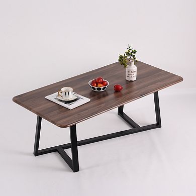 Modern Coffee Table, 47.2" Rectangular MDF Top Living Room Table