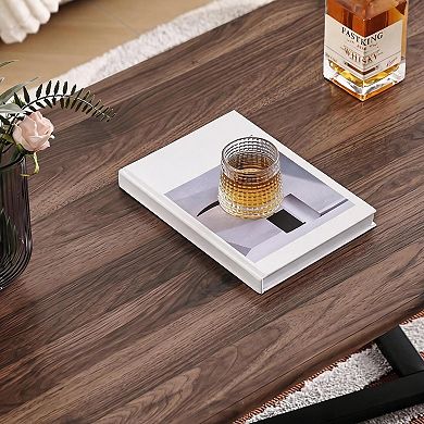 Modern Coffee Table, 47.2" Rectangular MDF Top Living Room Table