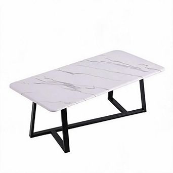 Modern Coffee Table, 47.2" Rectangular MDF Top Living Room Table
