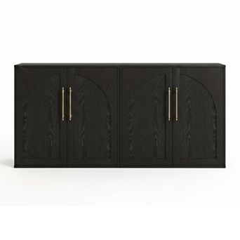 2 pc Modern Farmhouse Arched Sideboard Buffet CabinetStorage Credenza with 2 Shelves & Anti-Tip Kit
