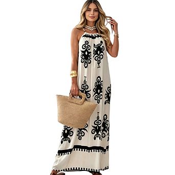 Women's Halter Neck Bohemian Printed Sleeveless Beach Maxi Dress