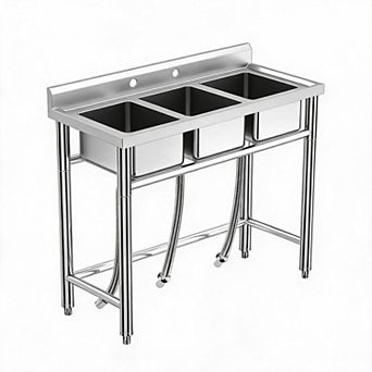 39 Inch Silver Stainless Steel Freestanding Single Bowl Commercial Utility Sink