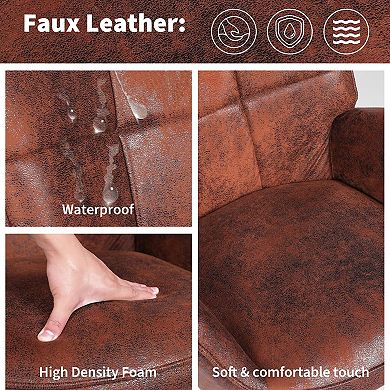 Brown Mid Century Modern Dining Chair Linen Suede Upholstery Wood Frame
