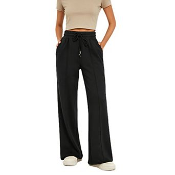Womens Wide Leg Sweatpants Drawstring High Waisted Athletic Joggers Casual Palazzo Pants with Pocket