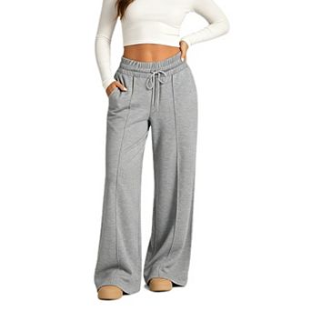 Womens Wide Leg Sweatpants Drawstring High Waisted Athletic Joggers Casual Palazzo Pants with Pocket
