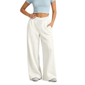 Womens Wide Leg Sweatpants Drawstring High Waisted Athletic Joggers Casual Palazzo Pants with Pocket