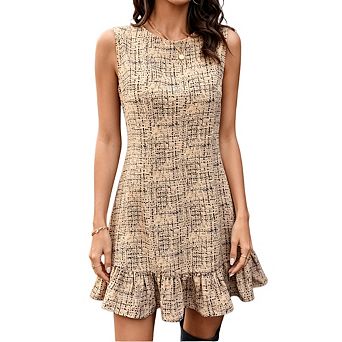 Women's Boho Floral Print Sleeveless Crewneck Sleeveless Floral Short Dress