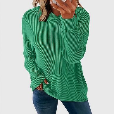 Womens Oversized Hoodies Casual Long Sleeve Waffle Knit Drawstring Pullover Sweatshirts with Pocket