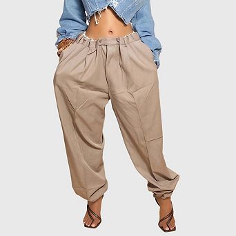 Women's Baggy Parachute Pants Casual High Waisted Oversized Fit Tapered Trousers Y2K Streetwear