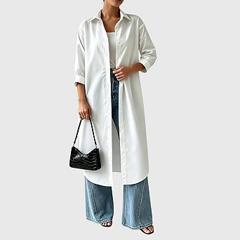 Womens Button Down Long Shirt Casual Collared Long Sleeve Shirt Dresses