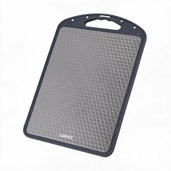 2-in-1 Double Sided Stainless Steel/Wheat Straw Cutting Board with Handle, 15"x10"x0.8"