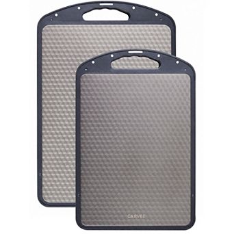 2 Pack Double Sided Pure Titanium/Wheat Straw Cutting Board with Handle, 18"x12", 15"x10"