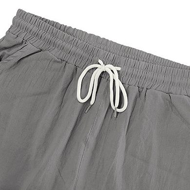 Men Elastic Drawstring Cargo Shorts Knee Length Lightweight Multi Pocket Casual Walk Shorts