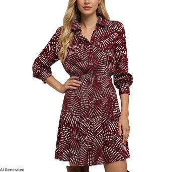 Women Long Sleeve Casual Button Flowy Down Shirt Short Dress Flowy