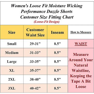 Jump Start Women's Loose Fit Moisture-Wicking Performance Dazzle Shorts-5 Pack
