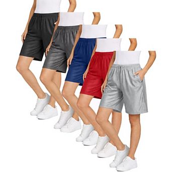 Jump Start Women's Loose Fit Moisture-Wicking Performance Dazzle Shorts-5 Pack