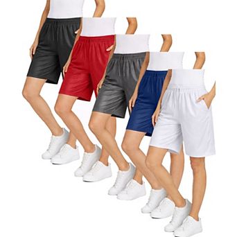 Jump Start Women's Loose Fit Moisture-Wicking Performance Dazzle Shorts-5 Pack