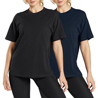 Blue Ice Women's Loose Fit Short Sleeve Crew Neck Solid Tee-2 Pack