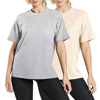 Blue Ice Women's Loose Fit Short Sleeve Crew Neck Solid Tee-2 Pack