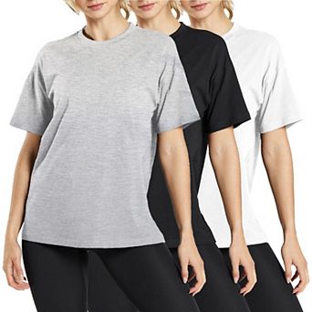 Blue Ice Women's Loose Fit Short Sleeve Crew Neck Solid Tee-3 Pack