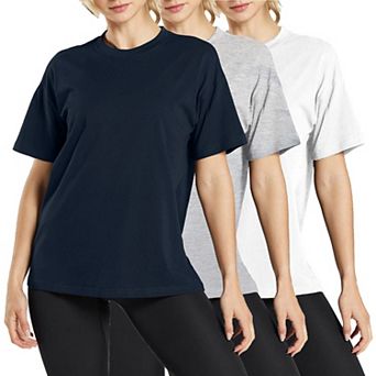 Blue Ice Women's Loose Fit Short Sleeve Crew Neck Solid Tee-3 Pack