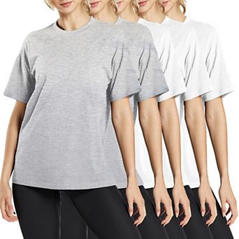 Blue Ice Women's Loose Fit Short Sleeve Crew Neck Solid Tee-5 Pack