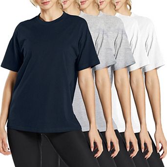Blue Ice Women's Loose Fit Short Sleeve Crew Neck Solid Tee-5 Pack