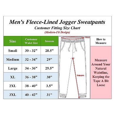 Blue Ice Men's Fleece-Lined Jogger With Heat Seal Zipper Side Pockets -3 Pack
