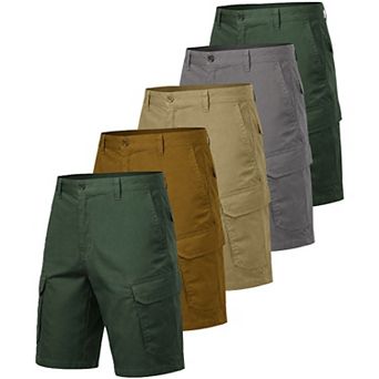 Blu Rock Men's Cotton Flex-Stretch Cargo Shorts-5 Pack